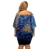 New Zealand Stewart Island Off Shoulder Short Dress Rakiura Kiwi Maori Glowing Sky