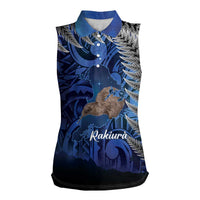 New Zealand Stewart Island Women Sleeveless Polo Shirt Rakiura Kiwi Maori Glowing Sky