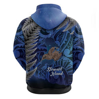 New Zealand Stewart Island Zip Hoodie Rakiura Kiwi Maori Glowing Sky