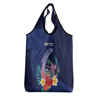 Personalised Guam Liberation Day Grocery Bag Happy 80th Anniversary Fish Hook Mix Tropical Flowers