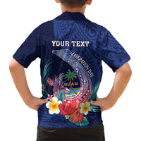 Personalised Guam Liberation Day Kid Hawaiian Shirt Happy 80th Anniversary Fish Hook Mix Tropical Flowers LT14 - Polynesian Pride