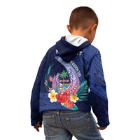 Personalised Guam Liberation Day Kid Hoodie Happy 80th Anniversary Fish Hook Mix Tropical Flowers LT14 - Polynesian Pride