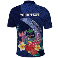 Personalised Guam Liberation Day Polo Shirt Happy 80th Anniversary Fish Hook Mix Tropical Flowers