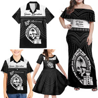 Guam Liberation Day Family Matching Off Shoulder Maxi Dress and Hawaiian Shirt Biba Guahan Chamorro 80th Anniversary - Black