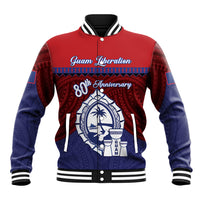 Guam Liberation Day Baseball Jacket Biba Guahan Chamorro 80th Anniversary - Blue LT14 Unisex Blue - Polynesian Pride