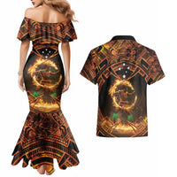Samoa Teuila 2024 Festival Couples Matching Mermaid Dress and Hawaiian Shirt Samoan Siva Afi With Red Gingers LT14 - Polynesian Pride