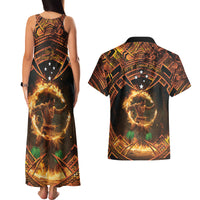 Samoa Teuila 2024 Festival Couples Matching Tank Maxi Dress and Hawaiian Shirt Samoan Siva Afi With Red Gingers LT14 - Polynesian Pride