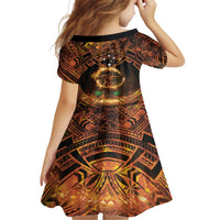 Samoa Teuila 2024 Festival Kid Short Sleeve Dress Samoan Siva Afi With Red Gingers LT14 - Polynesian Pride