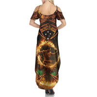 Samoa Teuila 2024 Festival Summer Maxi Dress Samoan Siva Afi With Red Gingers LT14 - Polynesian Pride