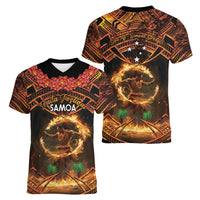 Samoa Teuila 2024 Festival Women V-Neck T-Shirt Samoan Siva Afi With Red Gingers