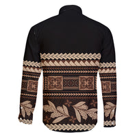 Black Samoa Siapo Teuila Flowers Family Matching Off Shoulder Short Dress and Hawaiian Shirt