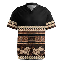 Black Samoa Siapo Teuila Flowers Rugby Jersey LT14 Black - Polynesian Pride