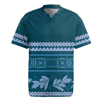 Dark Cyan Samoa Siapo Teuila Flowers Rugby Jersey LT14 Dark Cyan - Polynesian Pride