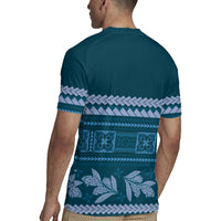 Dark Cyan Samoa Siapo Teuila Flowers Rugby Jersey LT14 - Polynesian Pride