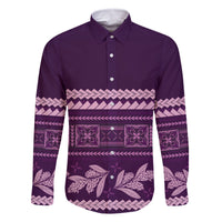 Purple Samoa Siapo Teuila Flowers Family Matching Off The Shoulder Long Sleeve Dress and Hawaiian Shirt