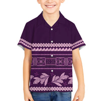 Purple Samoa Siapo Teuila Flowers Family Matching Off The Shoulder Long Sleeve Dress and Hawaiian Shirt