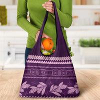 Purple Samoa Siapo Teuila Flowers Grocery Bag