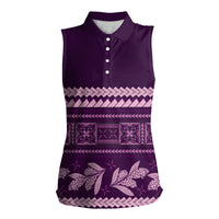 Purple Samoa Siapo Teuila Flowers Women Sleeveless Polo Shirt