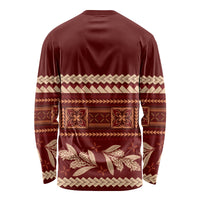 Red Samoa Siapo Teuila Flowers Long Sleeve Shirt