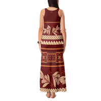 Red Samoa Siapo Teuila Flowers Tank Maxi Dress