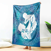 Turquoise Polynesia Father's Day Blanket Dad You Are My Hero