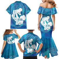 Turquoise Polynesia Father's Day Family Matching Mermaid Dress and Hawaiian Shirt Dad You Are My Hero