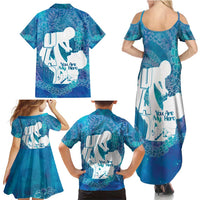 Turquoise Polynesia Father's Day Family Matching Summer Maxi Dress and Hawaiian Shirt Dad You Are My Hero