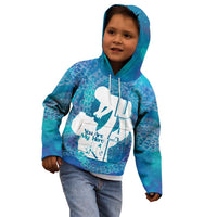 Turquoise Polynesia Father's Day Kid Hoodie Dad You Are My Hero LT14 - Polynesian Pride