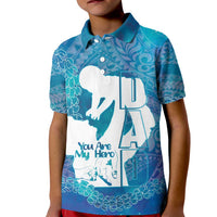 Turquoise Polynesia Father's Day Kid Polo Shirt Dad You Are My Hero LT14 Kid Turquoise - Polynesian Pride