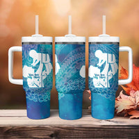 Turquoise Polynesia Father's Day Tumbler With Handle Dad You Are My Hero