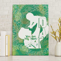 Green Polynesia Father's Day Canvas Wall Art Dad You Are My Hero