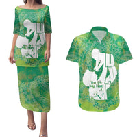 Green Polynesia Father's Day Couples Matching Puletasi and Hawaiian Shirt Dad You Are My Hero