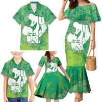 Green Polynesia Father's Day Family Matching Mermaid Dress and Hawaiian Shirt Dad You Are My Hero