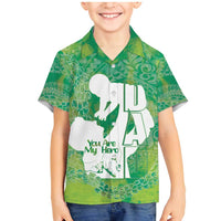 Green Polynesia Father's Day Family Matching Mermaid Dress and Hawaiian Shirt Dad You Are My Hero