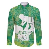 Green Polynesia Father's Day Family Matching Short Sleeve Bodycon Dress and Hawaiian Shirt Dad You Are My Hero