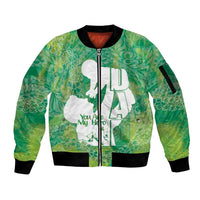 Green Polynesia Father's Day Sleeve Zip Bomber Jacket Dad You Are My Hero