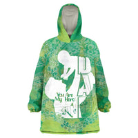 Green Polynesia Father's Day Wearable Blanket Hoodie Dad You Are My Hero