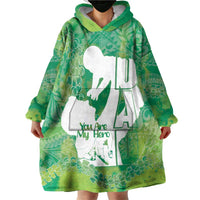 Green Polynesia Father's Day Wearable Blanket Hoodie Dad You Are My Hero