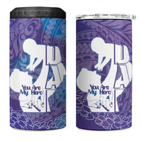 Purple Polynesia Father's Day 4 in 1 Can Cooler Tumbler Dad You Are My Hero