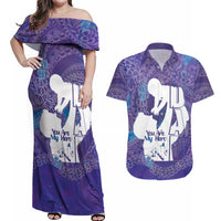 Purple Polynesia Father's Day Couples Matching Off Shoulder Maxi Dress and Hawaiian Shirt Dad You Are My Hero
