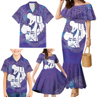 Purple Polynesia Father's Day Family Matching Mermaid Dress and Hawaiian Shirt Dad You Are My Hero
