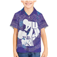 Purple Polynesia Father's Day Family Matching Mermaid Dress and Hawaiian Shirt Dad You Are My Hero