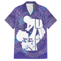 Purple Polynesia Father's Day Family Matching Off The Shoulder Long Sleeve Dress and Hawaiian Shirt Dad You Are My Hero