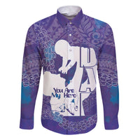 Purple Polynesia Father's Day Family Matching Short Sleeve Bodycon Dress and Hawaiian Shirt Dad You Are My Hero