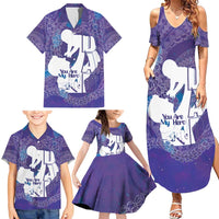 Purple Polynesia Father's Day Family Matching Summer Maxi Dress and Hawaiian Shirt Dad You Are My Hero