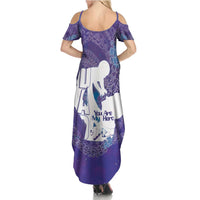 Purple Polynesia Father's Day Family Matching Summer Maxi Dress and Hawaiian Shirt Dad You Are My Hero