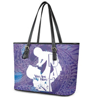 Purple Polynesia Father's Day Leather Tote Bag Dad You Are My Hero