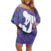 Purple Polynesia Father's Day Off Shoulder Short Dress Dad You Are My Hero