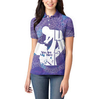 Purple Polynesia Father's Day Women Polo Shirt Dad You Are My Hero