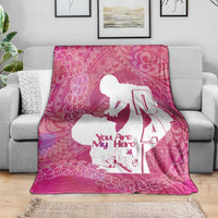 Pink Polynesia Father's Day Blanket Dad You Are My Hero
